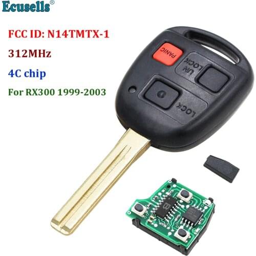 3 Button Remote Car Key Fob 312MHz 4C Chip for Lexus RX300 1999-2003 FCC: N14TMTX-1