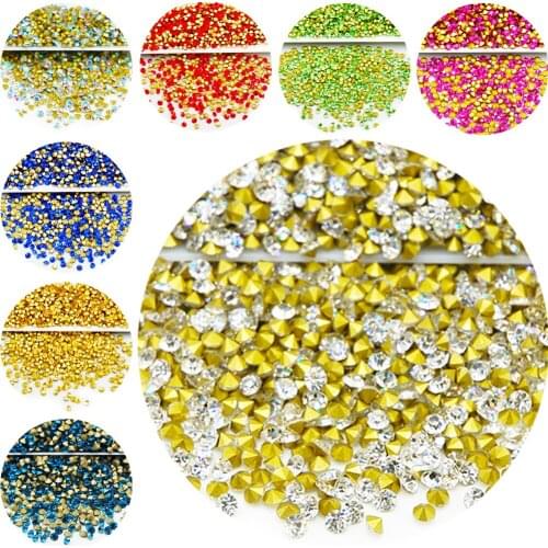 Hisenlee 1440pcs/Bag ss6 8 10 Three Sizes Glass Sharp Bottom Rhinestone 3D Decoration Strass DIY Costume Jewelry