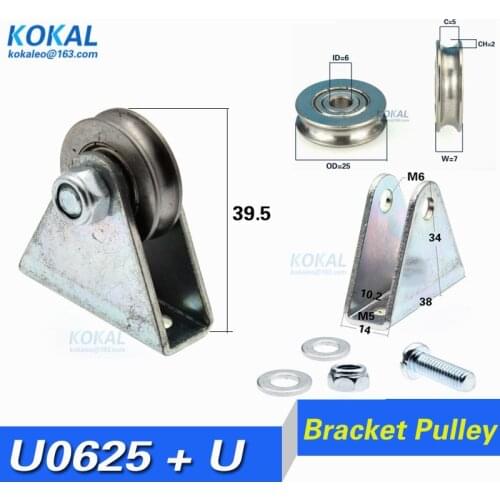 [U0625+ZJ] Free shipping 10pcs/LOT stainless steel U groove 440C ball bearing with U/L triangular bracket/L bracket base wheel