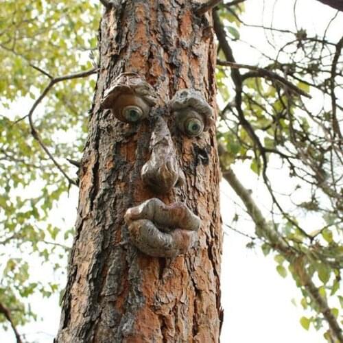 Bark Ghost Face Facial Features Decoration Easter Outdoor Creative Props Garden Decoration Outdoor Easter Jardineria Decoracion