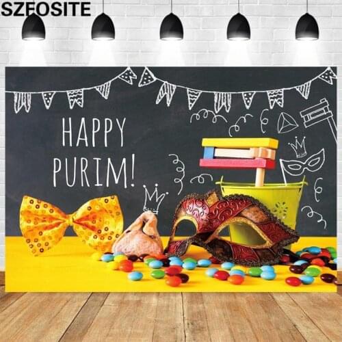 Happy Purim Mardi Gras Party Decoration Picture Backdrop Mask Chocolate Bow Photography Background Studio Photo Vinyl Banner