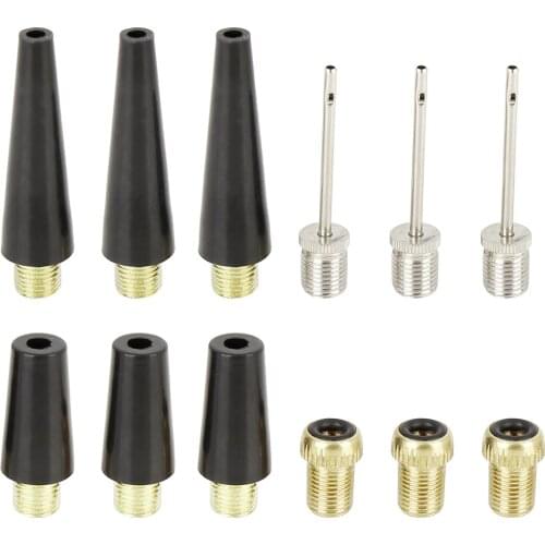 X Autohaux Car Bike Tire Valve Adapter Inflator Standard Air Pump Ball Needle Nozzle Set Tire Lengthened External Thread