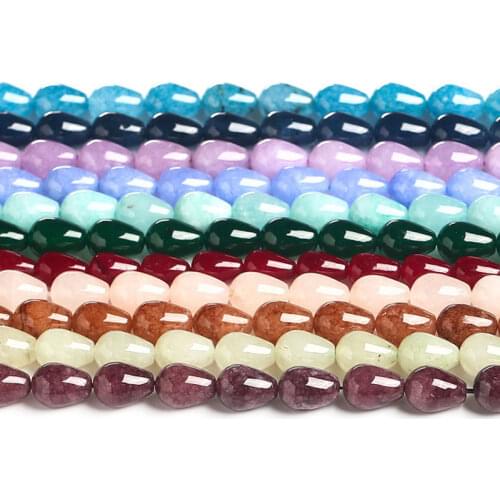 Colorful Jades Teardrop Loose Spacer Beads For Jewelry Making 15" Strand DIY Accessorries Jades Beads For Bracelet Purple Blue