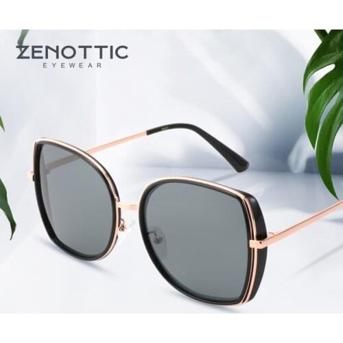 ZENOTTIC Brand Design Butterfly Polarized Sunglasses Women Oversized Square Metal Frame UV400 Protect Driving Shades Eyewear