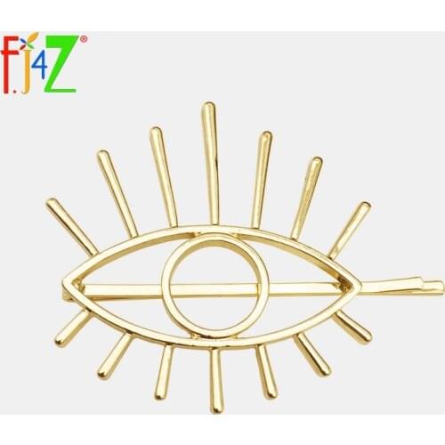 F.J4Z 2020 Trend Hair Clip Big Eye Hair Pins Fashion Funny Gold Color Alloy Hollow Hair Jewelry for Women Accessories Christmas