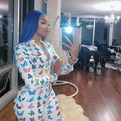 Fitness Printed Casual Biker Playsuit Romper Women Home Clothes Long Sleeve Skinny Jumpsuit Women Jumpsuit Long Pants 2020 S-2XL