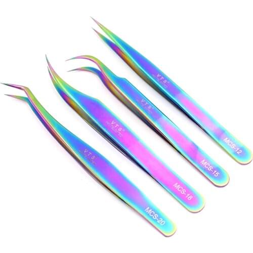 2020 VTS New Colorful MCS Series High Quality Stainless Steel Tweezers Eyelash Extension Beauty Super Precision Tweezers