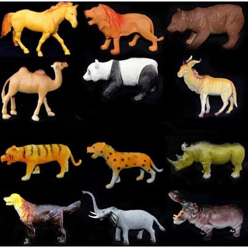 1PC Plastic Animal Figurines Panda Lion Wolf Giraffe Miniature Crafts Statue Model Figurine Garden Home Decoration Gift Ornament