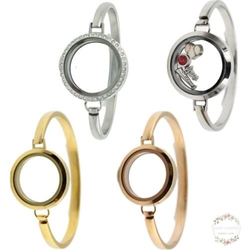 1PC Floating Glass Lockets Bangles 7/8 Inch 316L Stainless Steel Screw Locket Bangle For Floating Charms