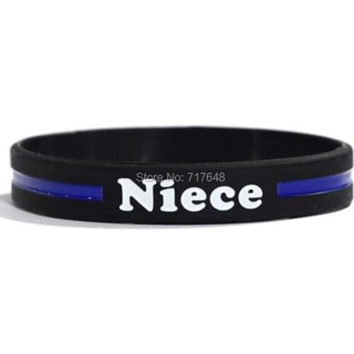 100pcs Niece Thin Blue Line wristband silicone bracelets free shipping by ePacket A