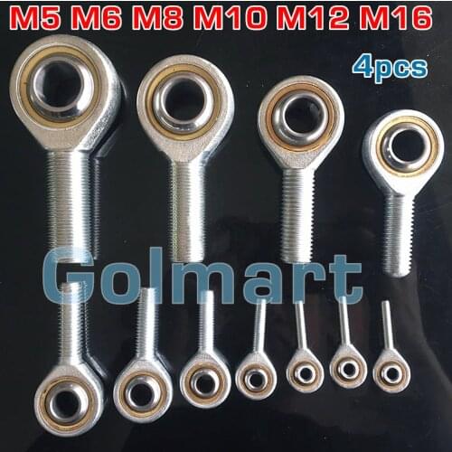 4PCS M5 M6 M8 M10 M12 M16 M18 Male Oscillating Right Thread Fish Eye Rod End Joint Bearing Machine Ball