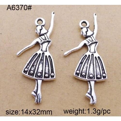50pcs/lot Ballerina Necklace Ballet Charm Dancer Necklace Dance Jewlery Ballet Charm Necklace