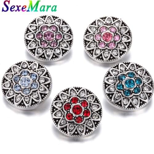 6pcs/lot New Snap Button Jewelry Snap Jewelry 18mm Metal Flowers Snap Buttons Fit 18mm Snap Button Necklace for Jewelry Making
