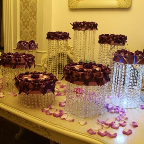 8Pcs Acrylic Round Cupcake Wedding Anniversary Birthday Supply Craft Display Wedding luxury Crystal Clear Circle Cake Display