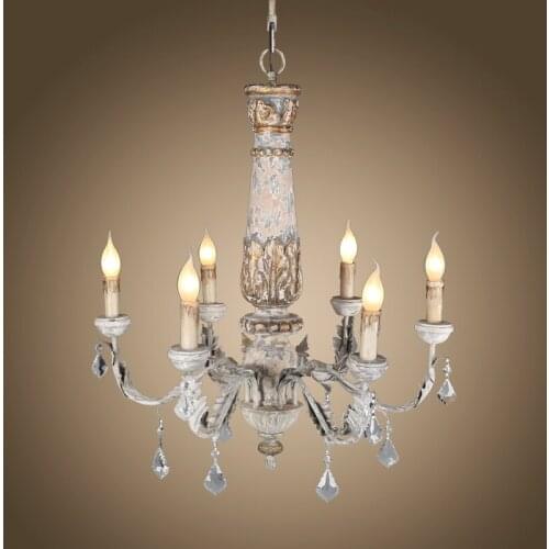 American country living room wooden chandelier personality retro old duplex villa living room club lighting