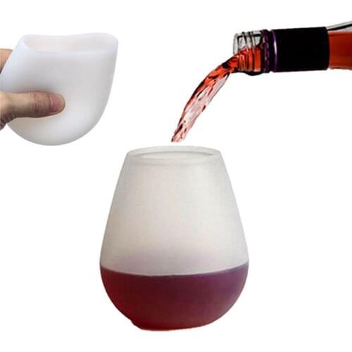 White Silicone Wine Cup Unbreakableindoor Outdoor Casual Party Beer Cups Portable Anti-fall Travel BBQ Camping Water Drinkware 2