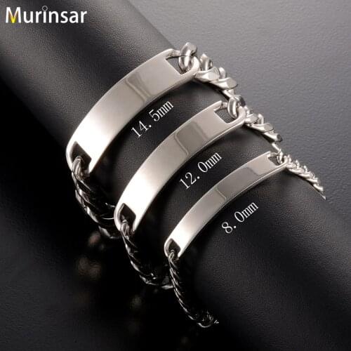 Wholesale Width 12mm/22cm Bracelet for Men Women Stainless Steel Bracelets Blank Titanium Steel Bracelet Link Cuban Jewelry