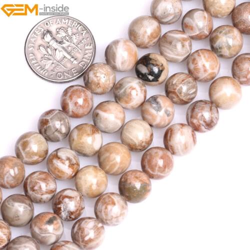 Gem-inside 8-10mm AAA Grade Natural Stone Beads Round Red Fossils Coral Beads For Jewelry Making Beads 15inch DIY Beads Gift