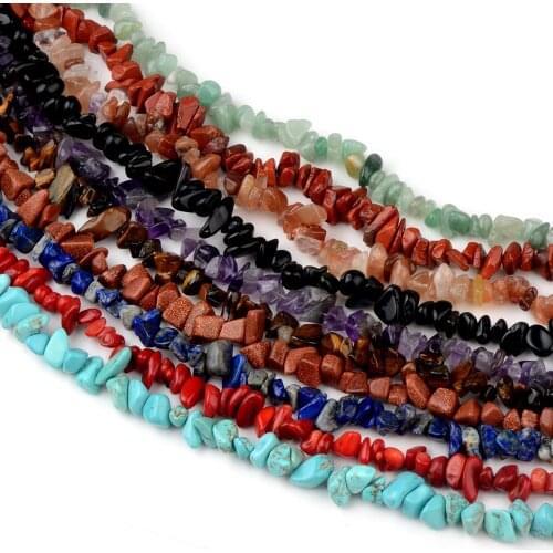 5-8mm Chip Natural Stone Beads Irregular Shape Gravel Beads For DIY Necklace Bracelet Fashion Jewelry Making 16'' Size