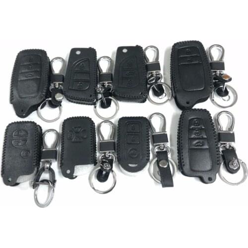 Car styling Key Case for TOYOTA Use - Leather Automotive Keychain Ring Shell Case Bag (Black)