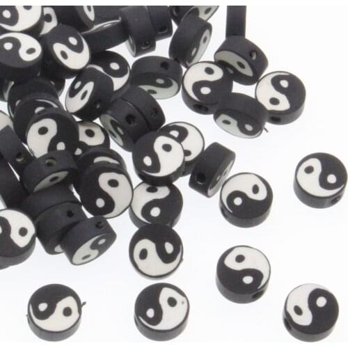CHONGAI 100Pcs Tai Ji Polymer Clay Spacer Beads DIY Necklace Jewelry Accessories