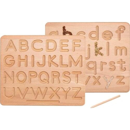 Montessori Tracing Wooden Board Double Sided Uppercase & Lowercase Letters Fine Motor Skills Alphabet Tracing Board abc board