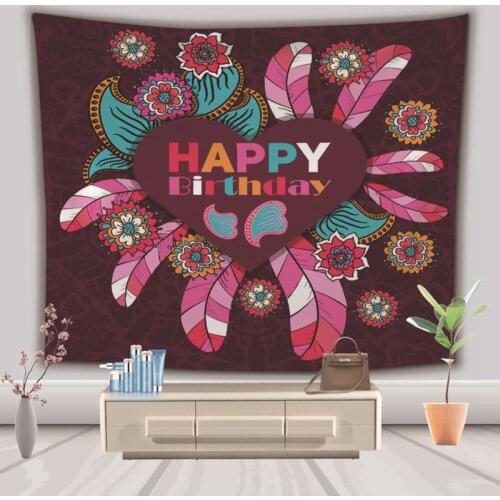 Polyster Happy Birthday Tapestry Wall Hanging Decoration Wall Mandala Drop Shipping Wall Tapestry