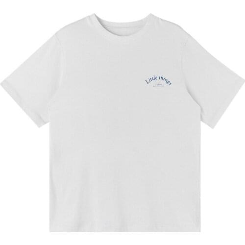 Lettering printed cotton t-shirt 2021 Spring Summer New South Korean version of INS loose-fitting round neck short-sleeved jacke