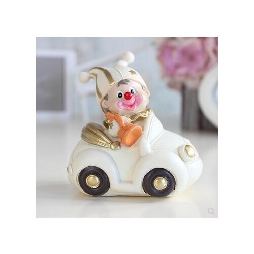 Italian classic style circus clown decoration white bear sets Babys birthday gift statues sculpture Home wedding