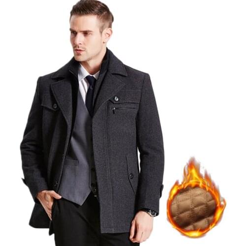Winter Thicken Trench Coats Men Business Casual Outwear Windbreaker Overcoat Male Thick Warm Wool Long Parkas Plus Size 4XL 5XL
