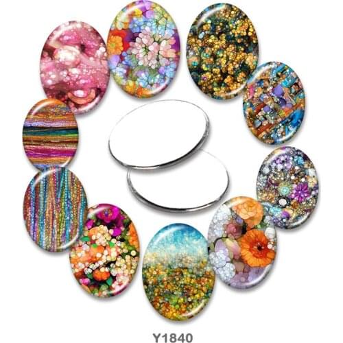 Flower Oval glass cabochon 13x18mm/18x25mm/30x40mm flat back Making findings TRY1840