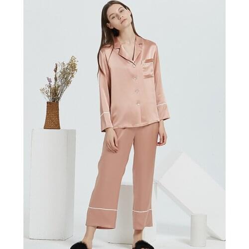 100 Silk Pajamas Set for Women 19 momme Mulberry Silk Pyjamas 2 Pieces Tops+Pants Pijama Ladies Sleepwear Home Suits
