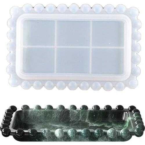 Rectangular Beaded Fruit Storage Box Epoxy Resin Mold Tray Plate Dish Casting Silicone Mould DIY Crafts Ornaments Jewelry Holder