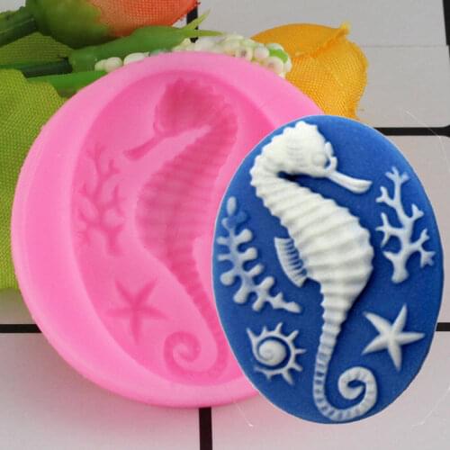 Mujiang 3D Seahorse Silicone Mold DIY Coral Fondant Cake Decorating Tools Soap Molds Candy Chocolate Gumpaste Clay Moulds