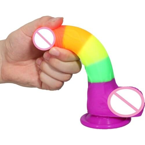Silicone Rainbow Dildo Penis Adult Sex Toy For Couples Consolador Anal Suction Cup Lesbian Dick Strapon Dildos Anal Toys Adult
