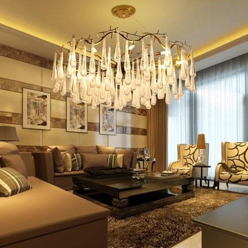 Nordic Postmodern Light Luxury Wall Living Room Hotel Bedroom Crystal Glass Tree-and-Branch Drop Chandelier