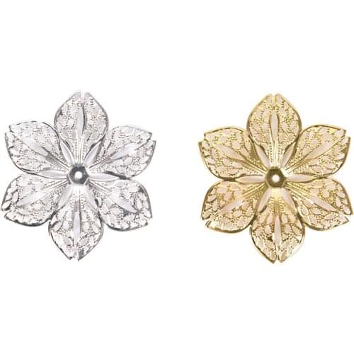 50Pcs/Set Gold Filigree Flower Connectors Metal Crafts Jewelry Making Diy Accessories Charm Pendant 43mm