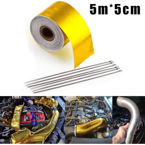 5M Thermal exhaust Tape Air Intake Heat Insulation Shield Wrap Reflective Heat Barrier Self Adhesive Engine 5M