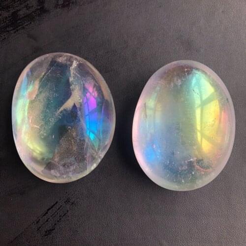 Titanium aura white crystal palm quartz minerales gemstones natural healing stones home decor pedras para artesanato