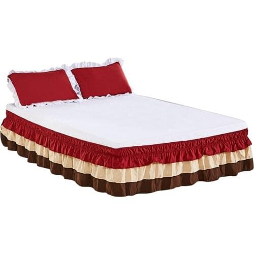 Three Layers Home Bed Skirt Wrap Around Elastic Bed Skirts Without Bed Surface Twin/full/ Queen/king Size For Home Hotel Decor