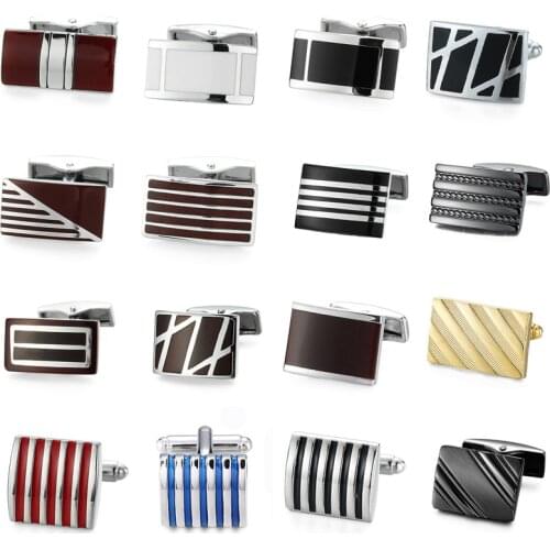 DY The new high-quality enamel craft classic style rectangular striped Cufflinks fashion French mens shirt Cufflinks