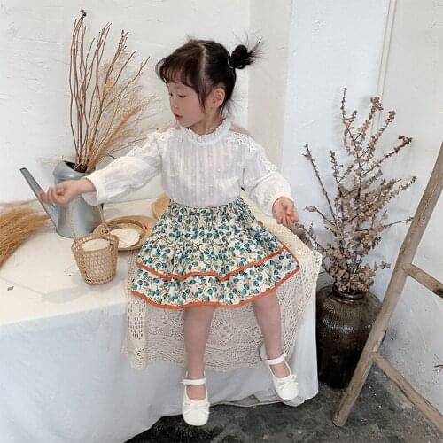 Girls' Skirt 2021 Spring Korean Floral Mini Skirt Girl Clothes