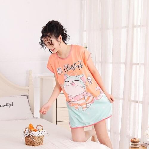 2020 Hot New Women Print Cartoon Sexy Sleepwear Round Neck Lingerie Cute Nightdress Strap Thin Female Underwear Nighty Home Wear