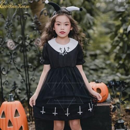 Girl Cosplay costume Anime cosplay Dress Black Gothic Lolita Dress Halloween Cosplay Costume Cross Hexagonal Star Dress