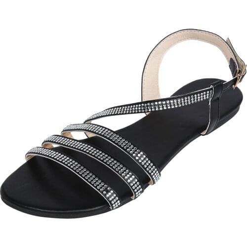 2021 New Women Sandals Womens Summer Rhinestone Buckle Strap Beach Open Toe Breathable Sandals Shoes Sandalias Mujer