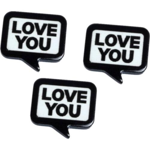 30Pcs Square Love You Acrylic Decoration Crafts Beads Flatback Cabochon Scrapbook DIY For Clothes Embellishments Accessories