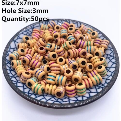 New 7x7mm 50pcs Retro Acrylic Beads Imitation Wood Beads Oval Shape For Handmade DIY Necklace Jewelry Accessories Making#14