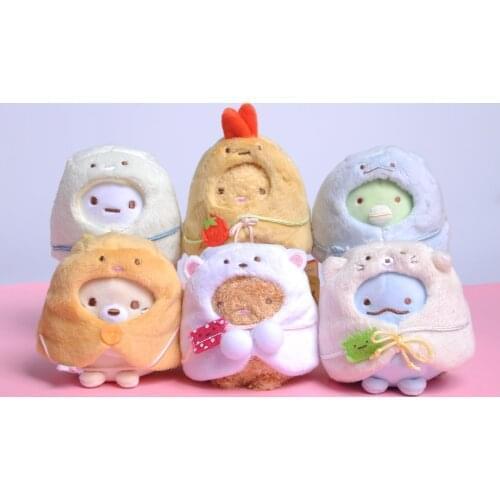 9cm Kawaii Japanese Sumikko Gurashi San-X Corner Bio Plush Keychain Pendants Toy Stuffed Cloak Animals Lovely Bag Xmas Doll Gift