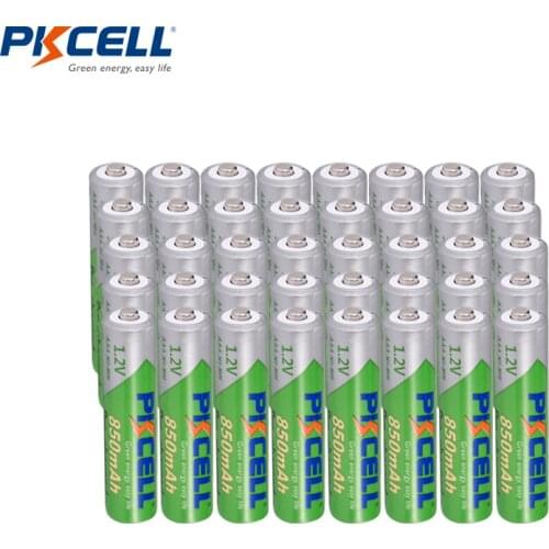 40Pcs PKCELL 850mAh 1.2V NI-MH 3A AAA Rechargeable battery AAA Battery Low self discharge precharge pilas batteries