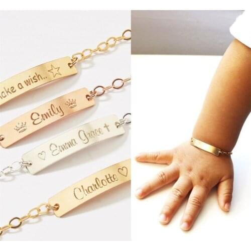 Baby Name Bar Bracelets Personalized Jewelry Custom Nameplate Child ID Bracelets & Bangle Women Men New Year Gift For Kids
